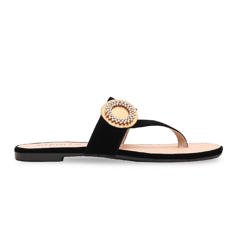Diamond Series Black Casual Chappal CL1864