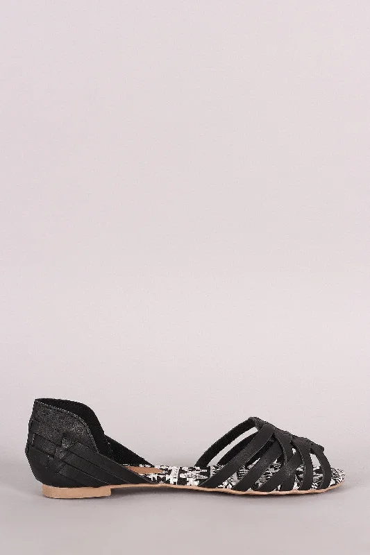 Beautiful Romance Qupid Vegan Leather Dorsay Open Toe Woven Flat