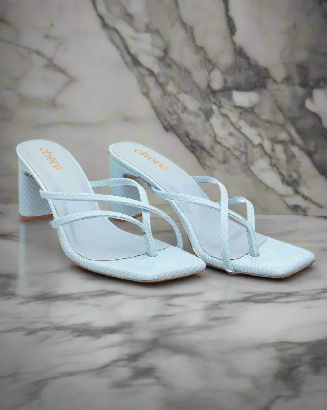 Elegant Style Sky blue strappy block heels for Women