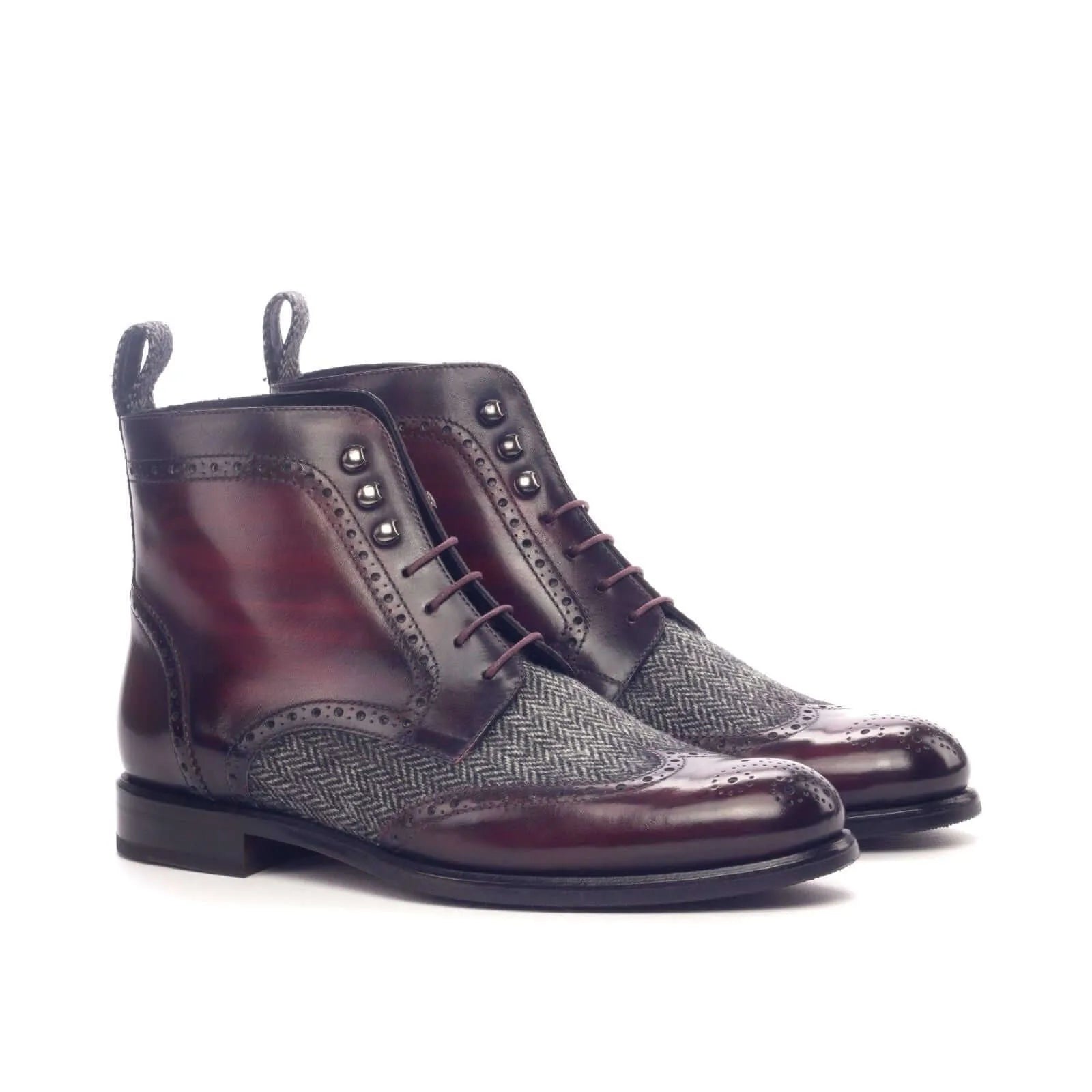 Round neck design Aliya Ladies Patina Military Brogue Boots