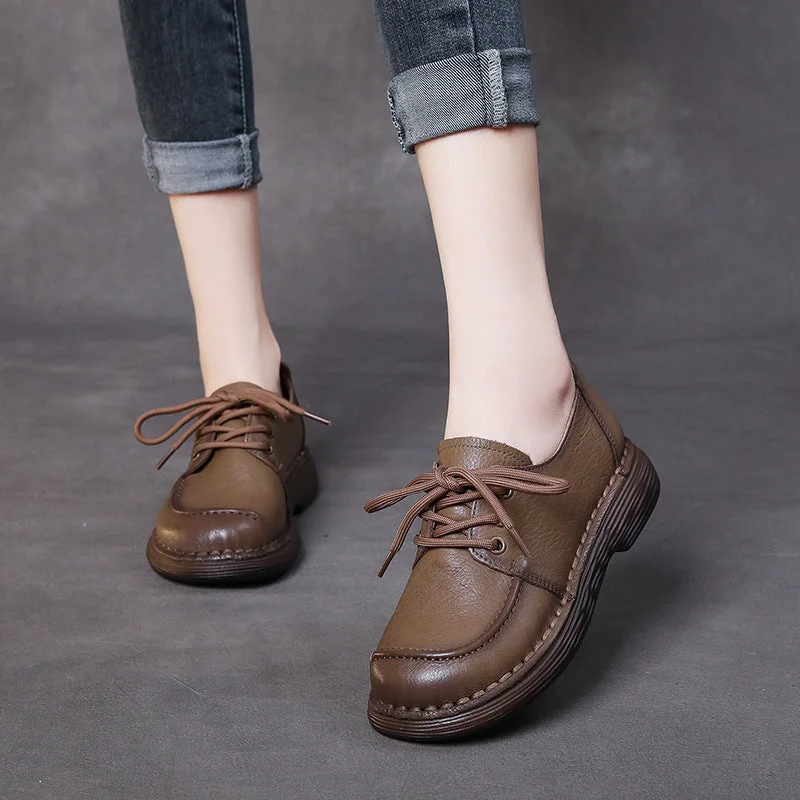 Elegant and noble Women Handmade Soft Leather Retro Casual Shoes
