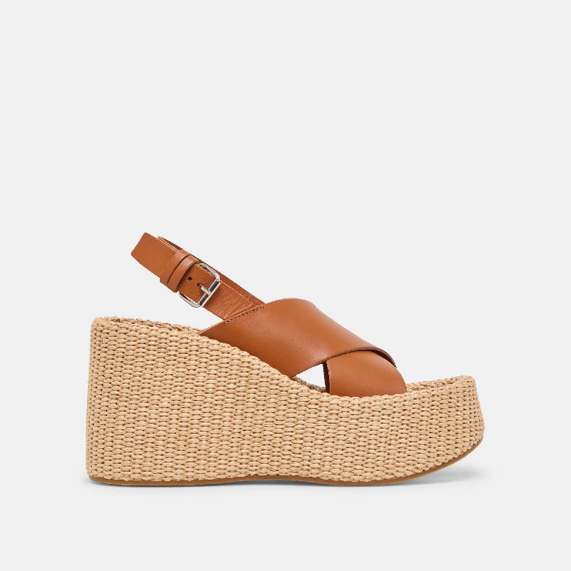 Ultra-lightweight SKYLAR WEDGES BROWN LEATHER