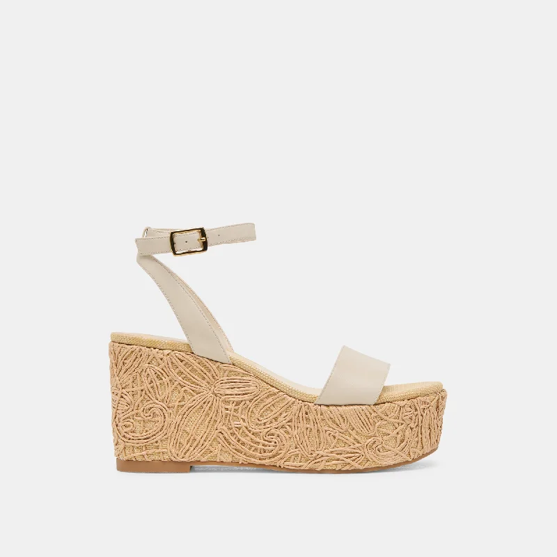 Celebrity Style TALISA WEDGES IVORY LEATHER