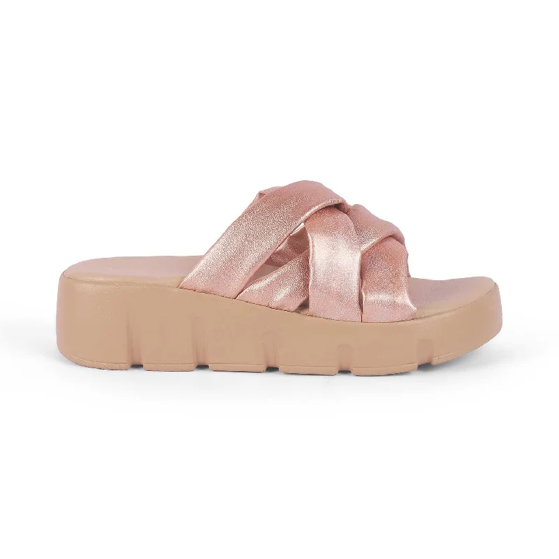 Extra long version Tresmode Stroco Champagne Women's Dress Chunky Sole Wedges