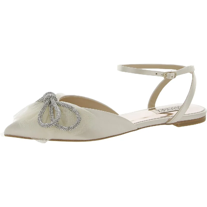 Minimal Style Badgley Mischka Womens Sabina Satin Pointed Toe Ballet Flats