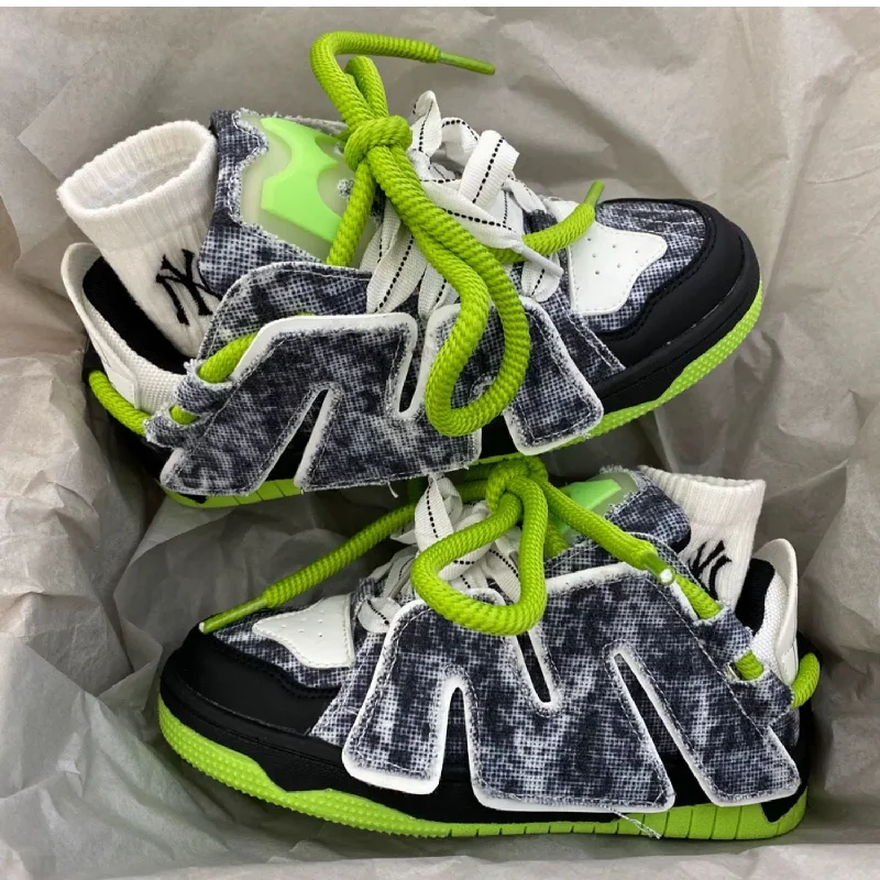 Advanced Customization Corry Flat Patchwork Design Neon Flat Air Sneakers