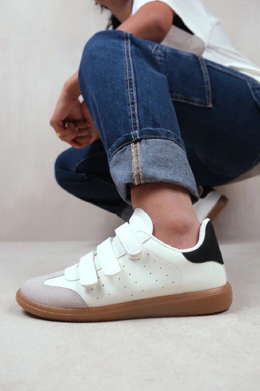 Unique Design TERRACE CASUAL GUM SOLE ADJUSTABLE TRAINERS IN WHITE