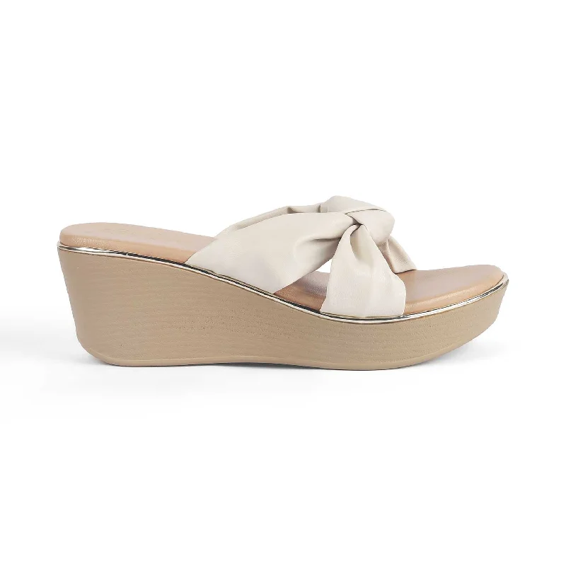 Sports litigation style Tresmode Sof Cream Women's Dress Wedge Heel Sandals