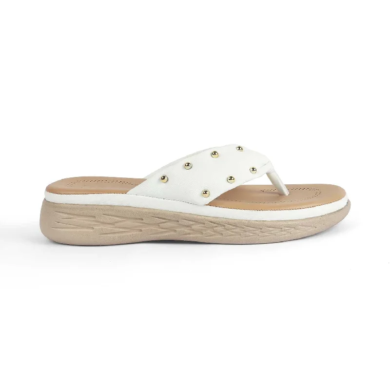 Stand-up collar design Tresmode Haiv White Women's Casual Platform Wedge Sandals