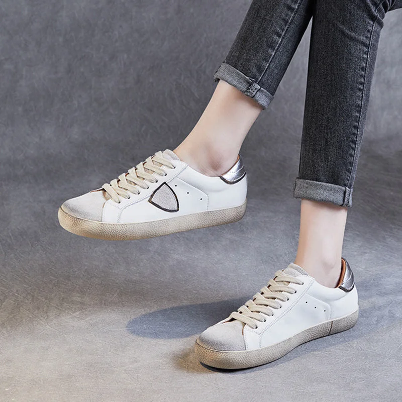 Noble Temperament Women Stylish Minimalist Leather Flat Casual Shoes