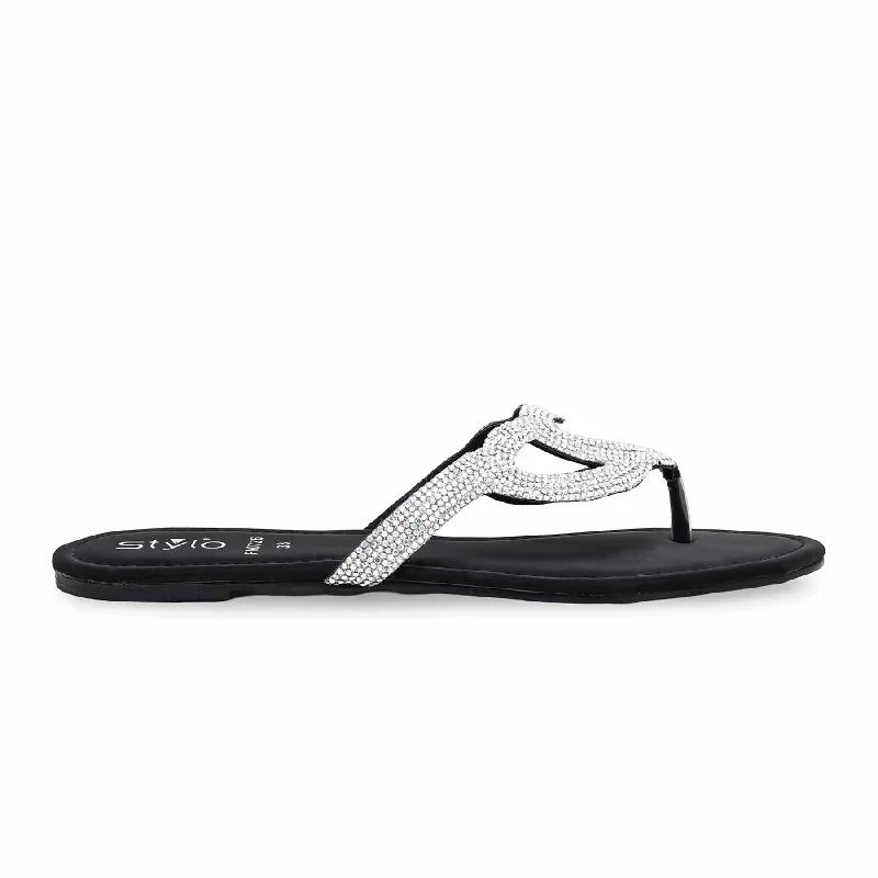 Diamond Series Black Fancy Chappal FN0726