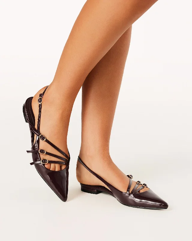 Fashionable sports Hettie Flats - Wine Patent