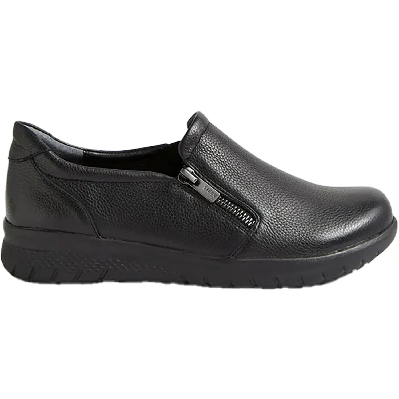 Sports Functional Style Ziera Women's Senan Black Tumble Leather