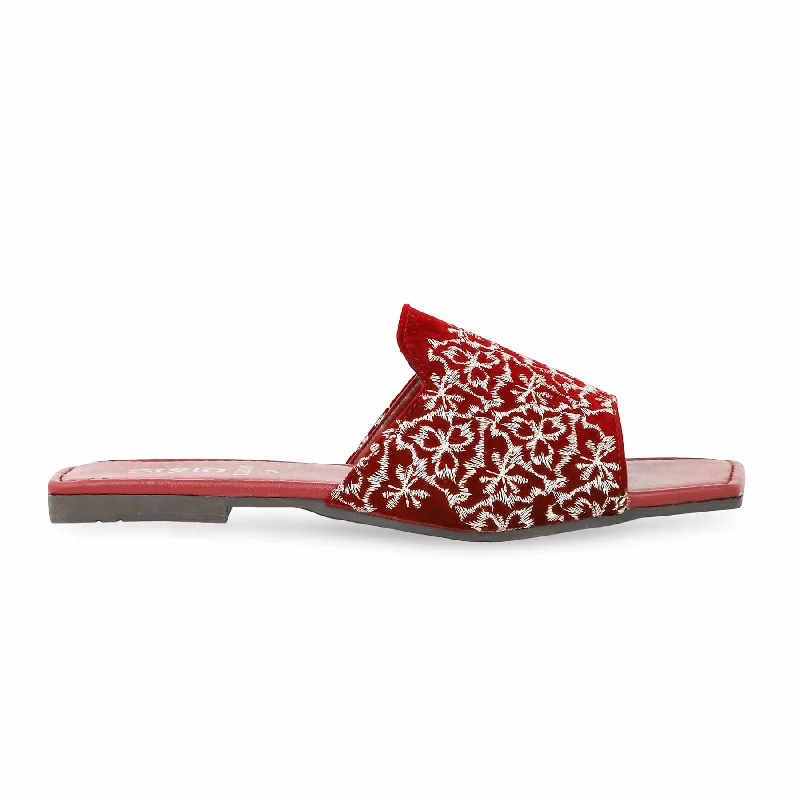 Knitted Design Maroon Casual Slipper CL2005