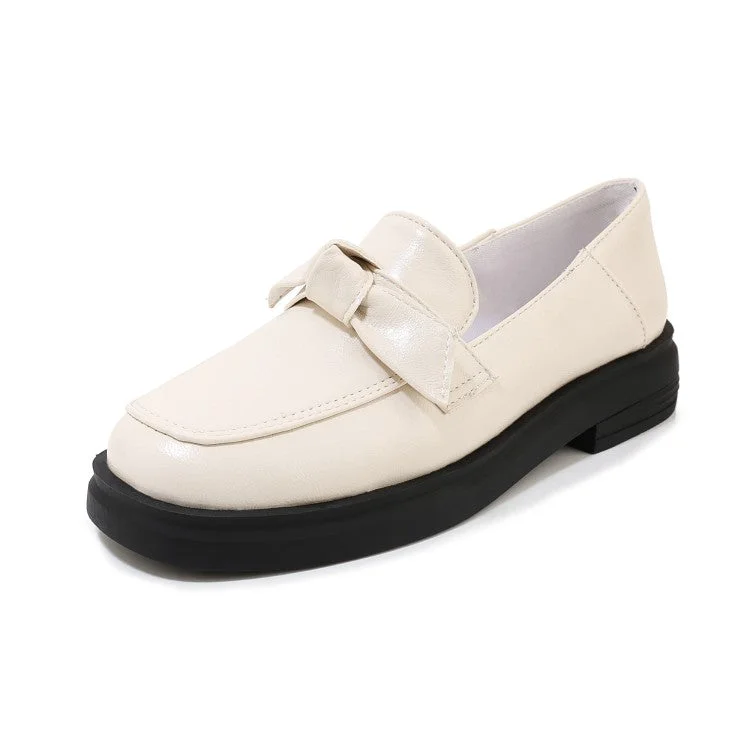 Warm And Comfortable Women's Solid Color Round Toe Knot Slip on Flats Shoes