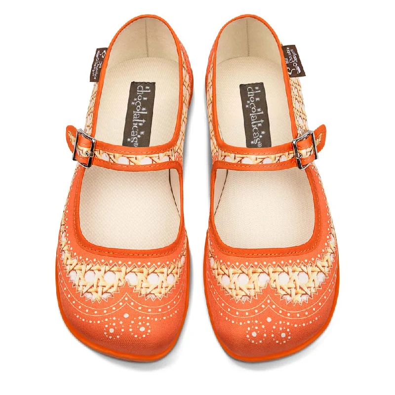 Comfortable down Chocolaticas® Havana Rattan Orange Women's Mary Jane Flat