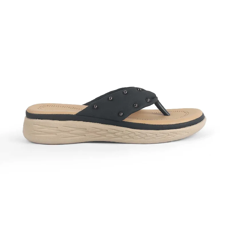 High-waisted pants style Tresmode Haiv Black Women's Casual Platform Wedges
