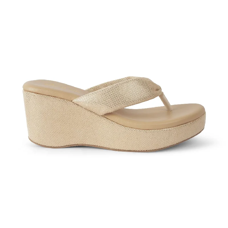 Free and comfortable Tresmode Thede Beige Women's Dress Wedge Heel Sandals