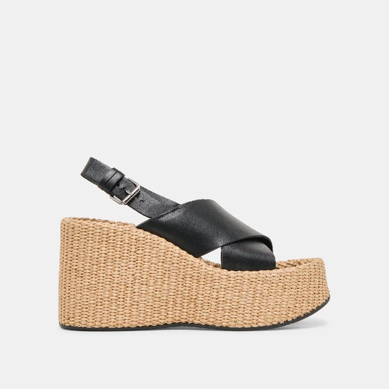 Noble Temperament SKYLAR WEDGES BLACK LEATHER