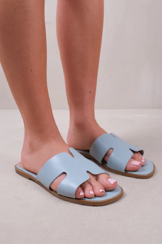 Sports outdoor style MAE PU STRAP SANDALS IN SKY BLUE FAUX LEATHER