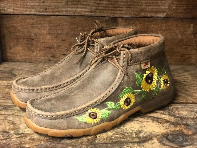 Simple Solid Color Twisted X Women's Sunflower Bomber Leather Chukka Driving Mocs Casual Shoe WDM0128