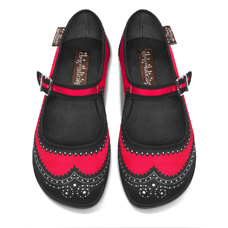 Printed pattern Chocolaticas® Havana Carmine Women's Mary Jane Flat