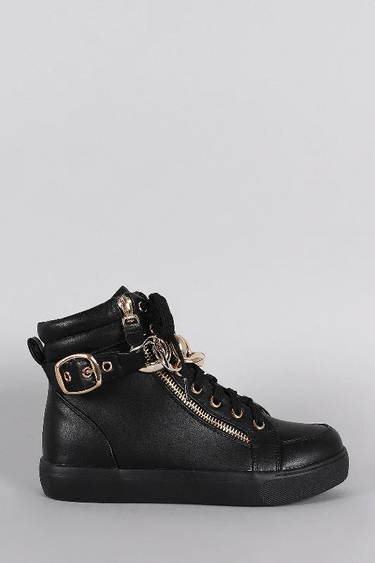 Energetic Liliana Zipper Chain High Top Lace Up Sneaker