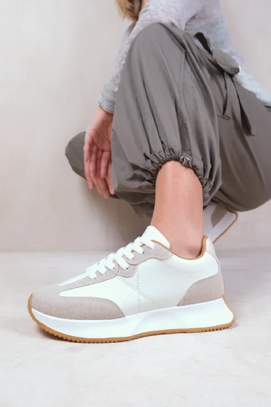 Nightclub Style METRO RUNNER SNEAKERS TRAINERS IN LIGHT GREY SUEDE