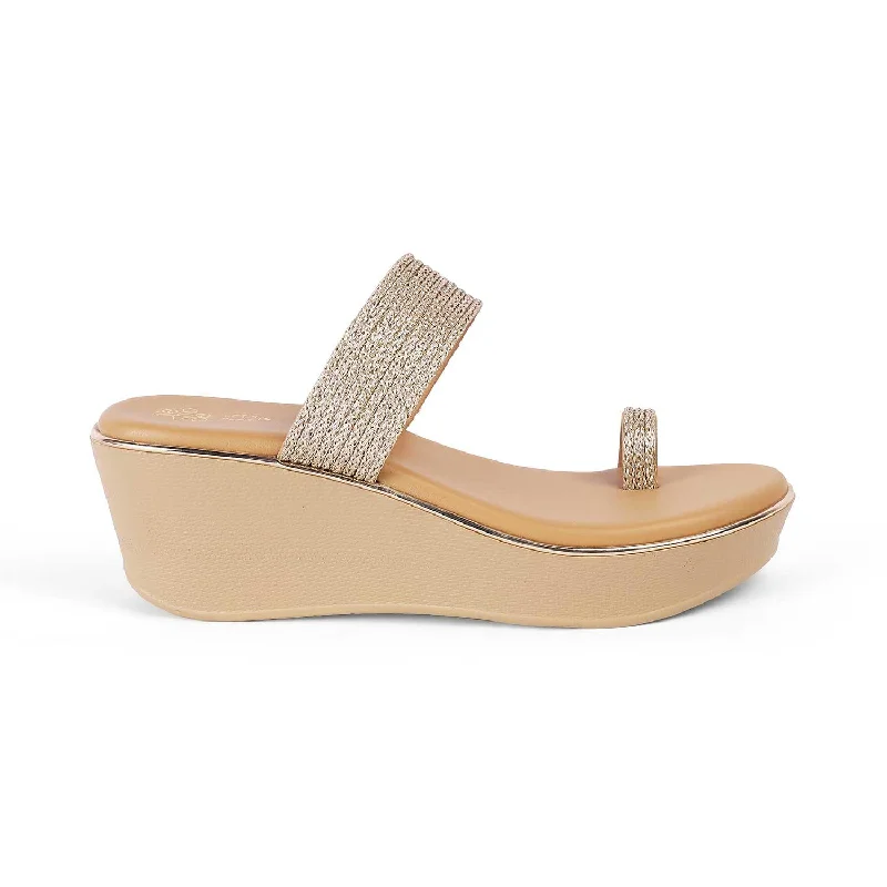 Street Sports Shoes Tresmode Adriana Gold Women's Dress Wedge Sandals
