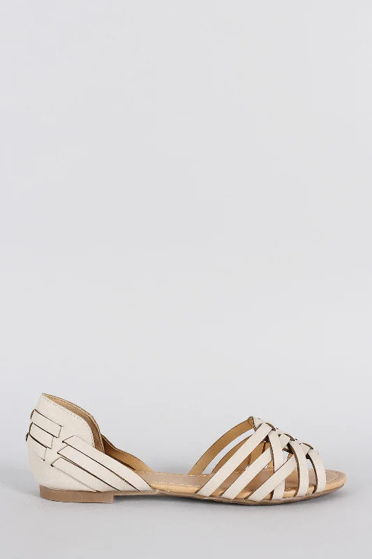 Elegant and noble Paprika Nubuck Strappy Peep Toe Dorsay Flat