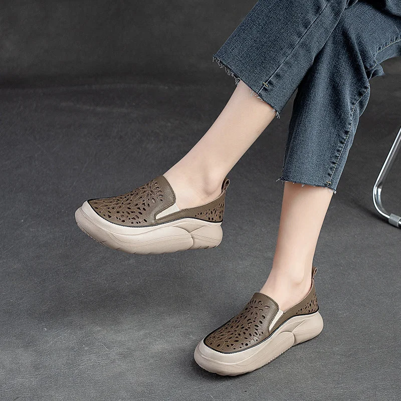 Black And White Style Women Summer Casual Hollow Soft Shoes