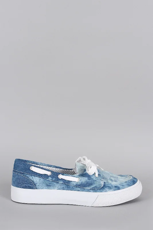 Floral Prints Soda Denim Dye Boat Flat