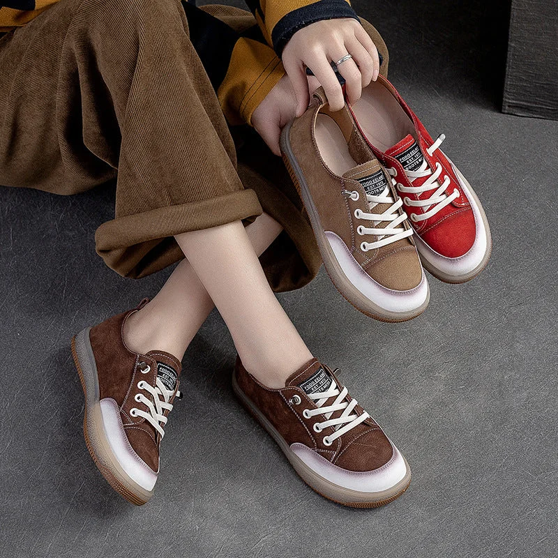 Energetic Women Retro Soft Leather Flat Casual Shoes