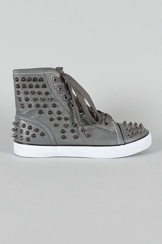 Single item design Misbehave Punk-3A Studded Spike Lace Up Sneaker