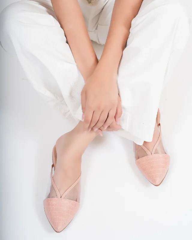 Printing decoration Women's Peach Pink Elegant Mules