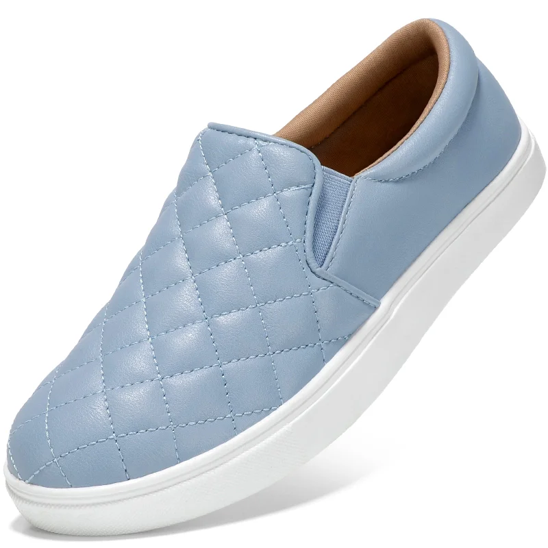 Round neck design STQ Loafers for Women Memory Foam Slip On Sneakers EleeS Quilted 1.0 Comfort Fall Shoes