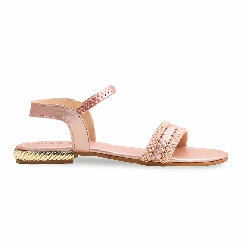 Bottom And Versatile Peach Fancy Sandal For Women FN6007