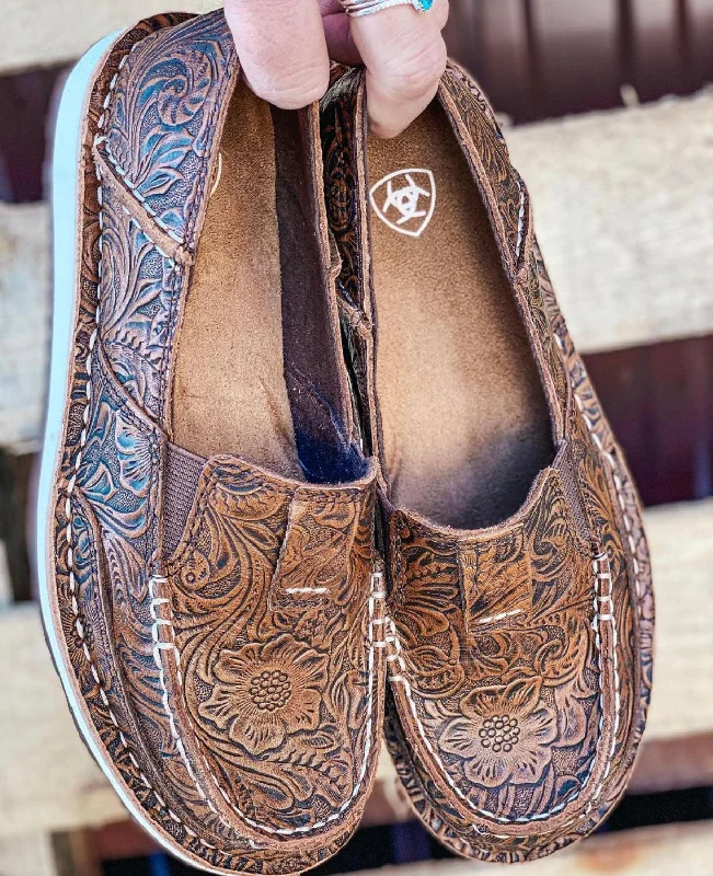 High-end Fabrics Ariat Women's Brown Leather Floral Cruiser Shoes 10035831