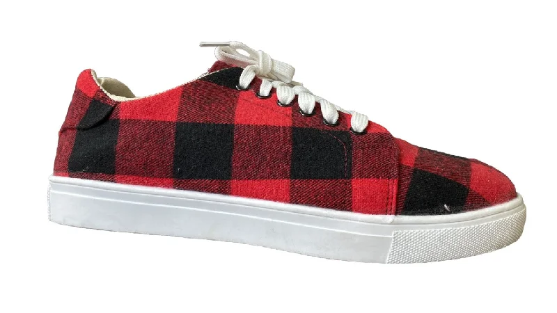 Printed pattern Sport Style Women's Red & Black Buffalo Check Sneaker