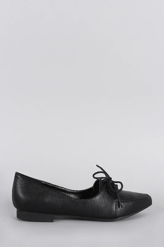 Sports Express Bamboo Pointy Toe Lace Up Oxford Flat