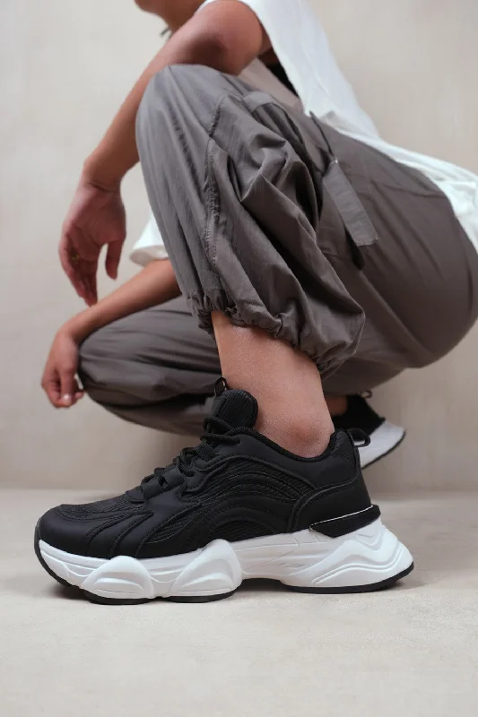 Design Perception CITYWALK CHUNKY SOLE LACE UP TRAINERS IN BLACK