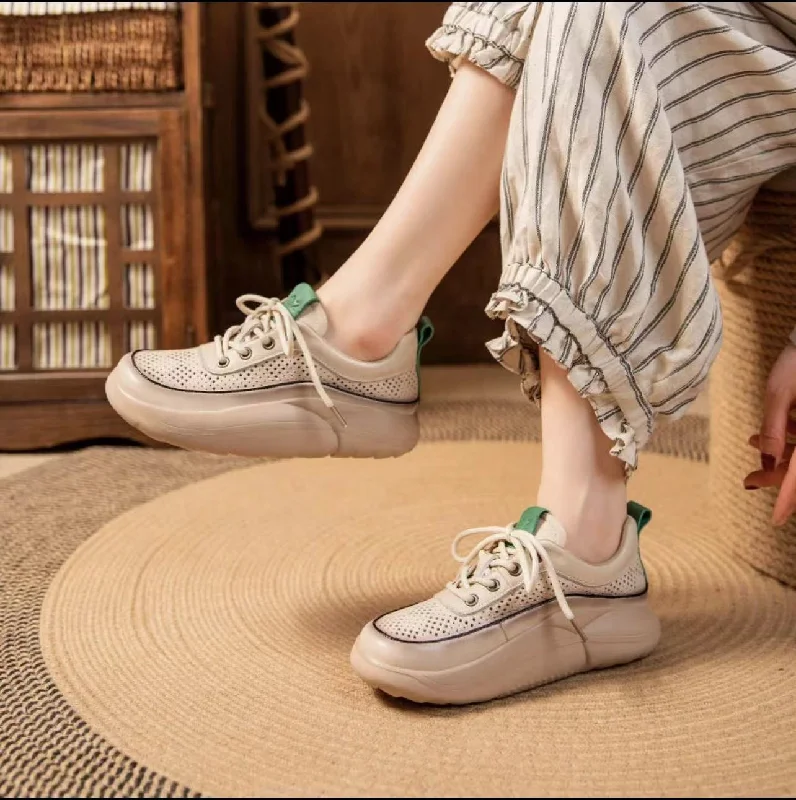 Sports Cool Women Summer Breathable Mesh Leather Casual Shoes