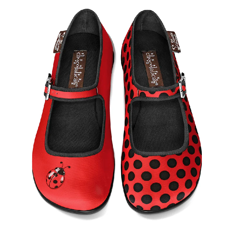Street Fashion Chocolaticas® Ladybug Women's Mary Jane Flat