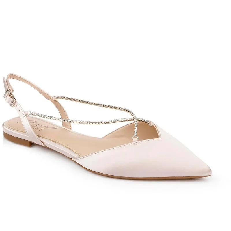 High waist design Badgley Mischka Womens Alanna Embellished Pointed Toe Flat Shoes