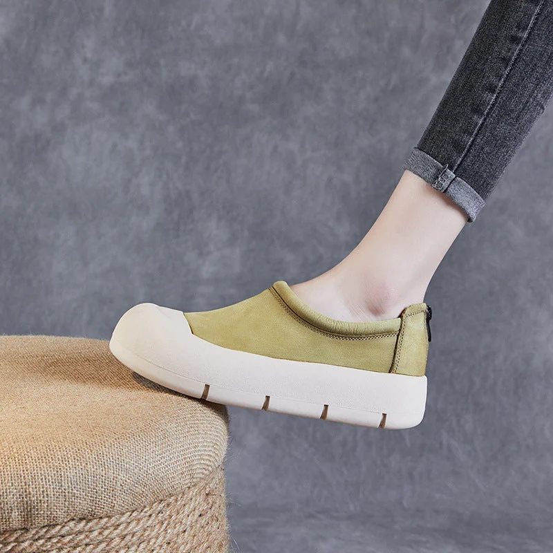 Printing decoration Women Minimalist Leather Thick Soled Casual Shoes