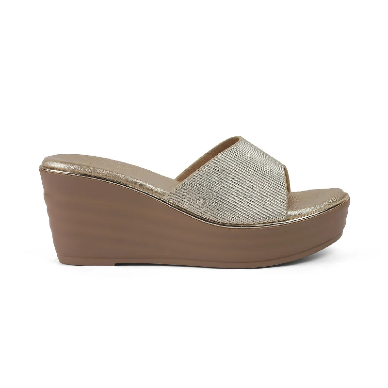 Fashionable and versatile Tresmode Ance Gold Women's Dress Wedge Sandals