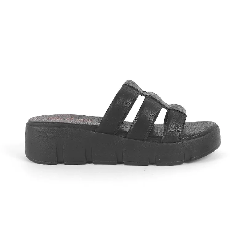 Skirt style Tresmode Cludius Black Women's Casual Chunky Sole Wedges