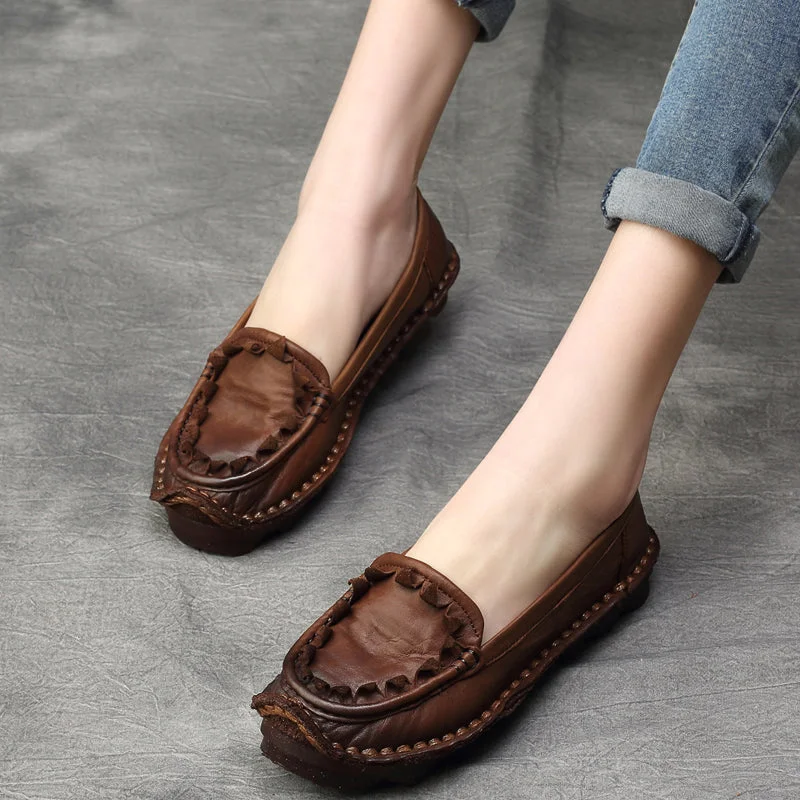 Multi-functional style Women Cowhide Handmade Soft Casual Shoes
