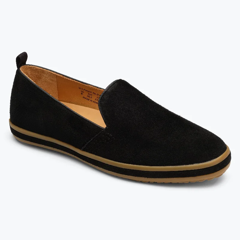 Round neck design Sutton Suede Slip On - Black