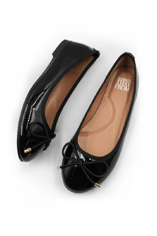 Sports Jacket TRUTH KIDS  SLIP ON FLAT BALLERINA IN BLACK PATENT FAUX LEATHER